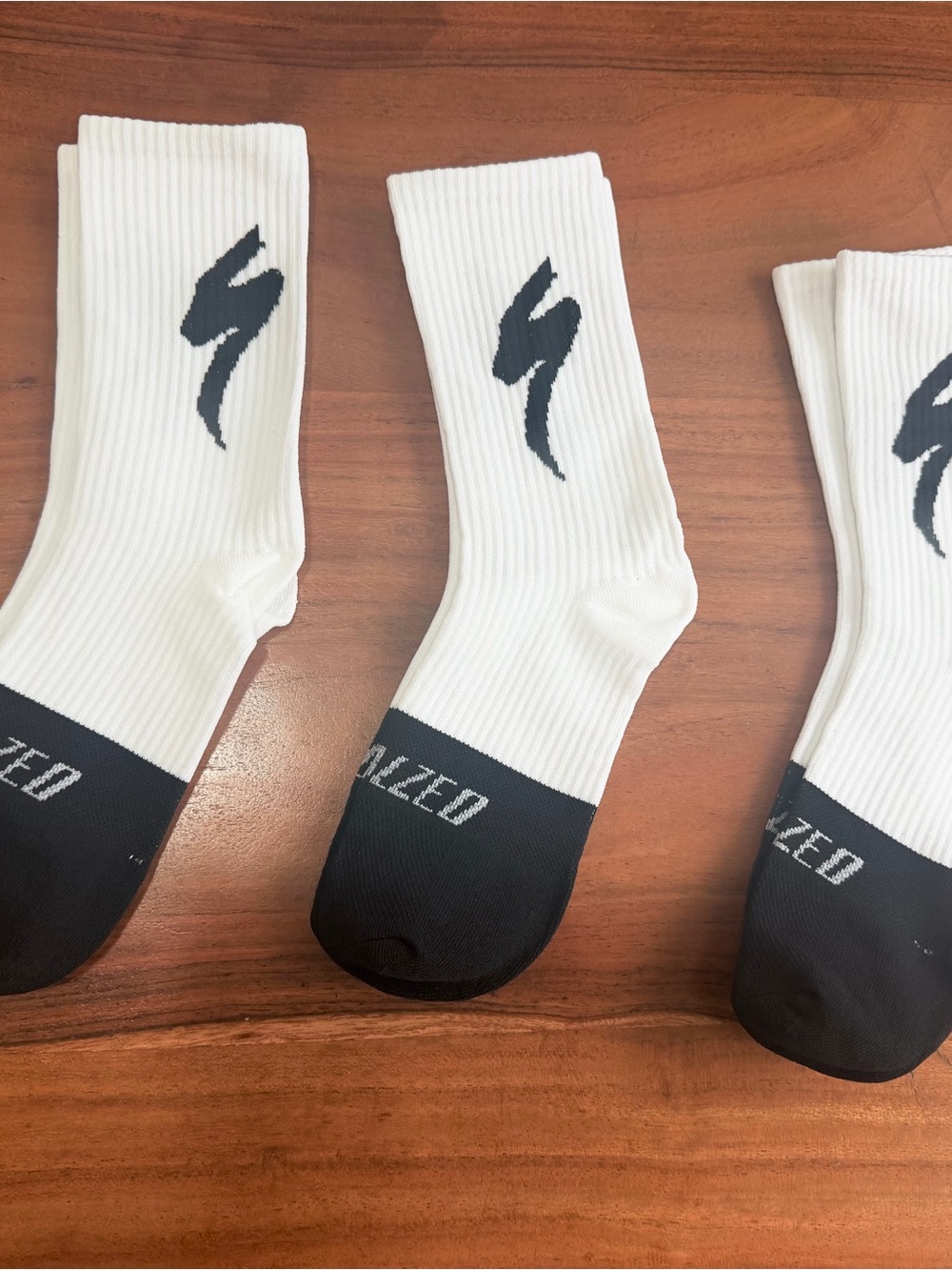 Specialized White Crew women’s cycling Socks Black Logo set of 3 size 39-42